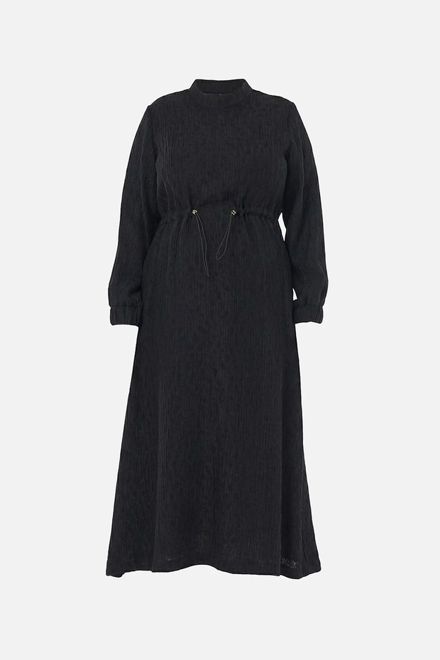 Patterned Lyocell Viscose Dress Black