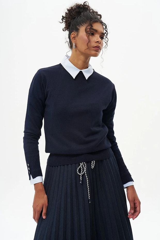Basic Knitwear Blouse Navy Blue