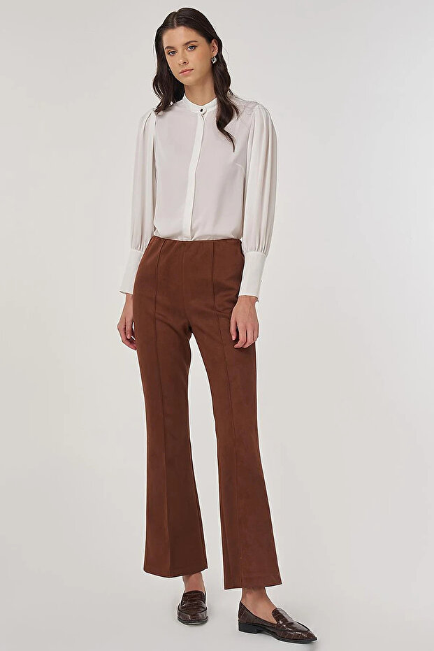 Flare Fit Suede Pants Camel