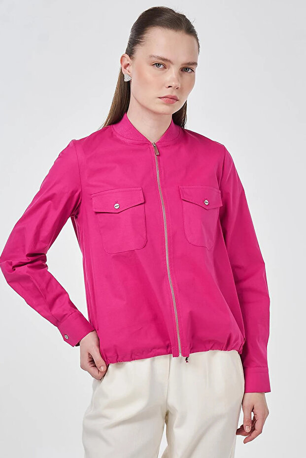 College Collar Cotton Blouse Violet