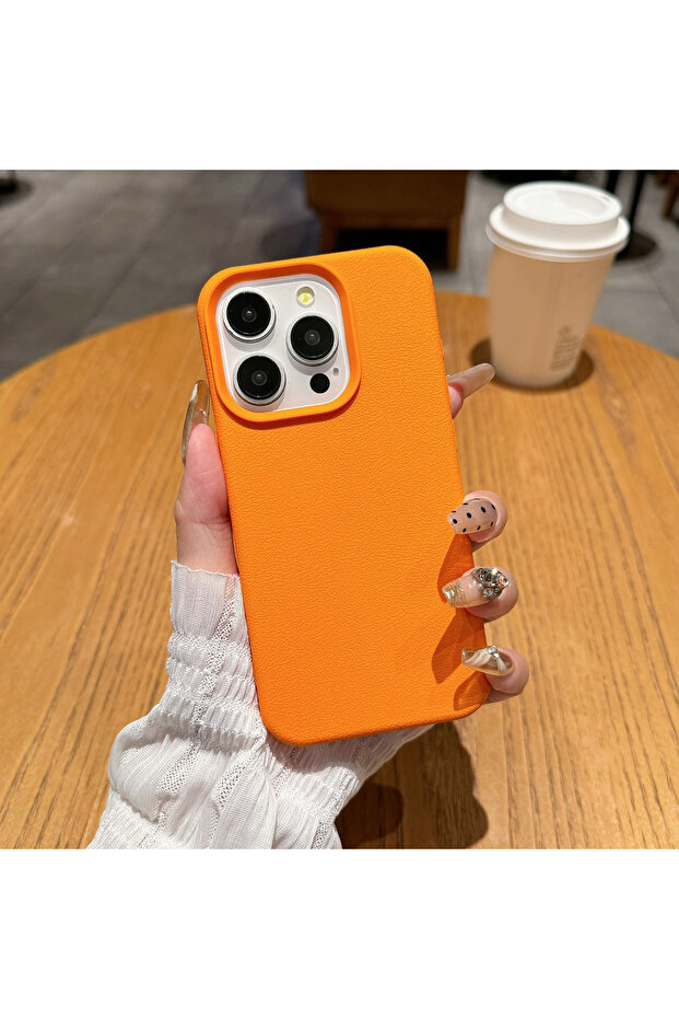 iPhone17 Pro Max Orange Leather TPU Phone Case For iPhone 17 Pro Max 18 16 13 11 15 14 Plus 12 Air 1