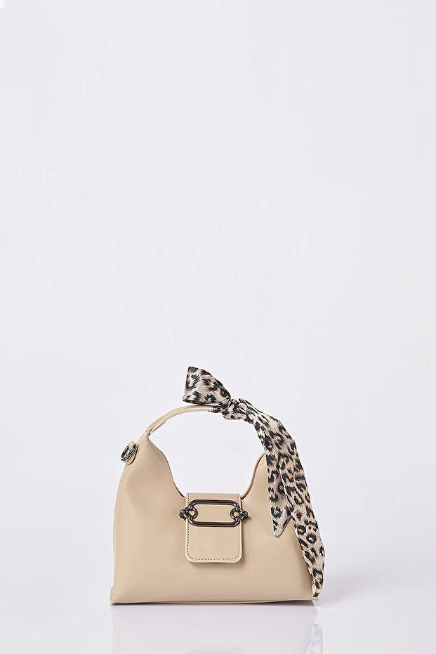 Foulard Detailed Faux Leather Bag Cream