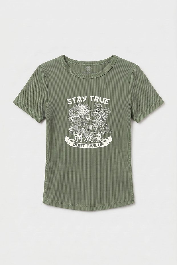 Çağla Standard Fit Printed Short Sleeve Women's T-Shirt - 97201