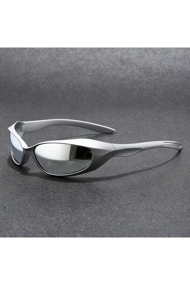silvery 1PC Y2K Future Technology Style Punk Eyewear Women Shades Sunglasses