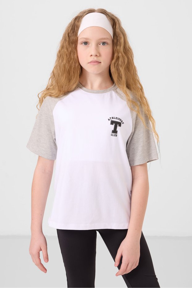 White O-Neck Cotton Printed Comfortable Form Fit Girls' T-Shirt - 75179
