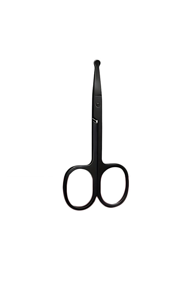 1pc 1PC Silver Mirror Light Black Round Head Safety Nose Hair Scissors Neutral Stainless Steel Sciss