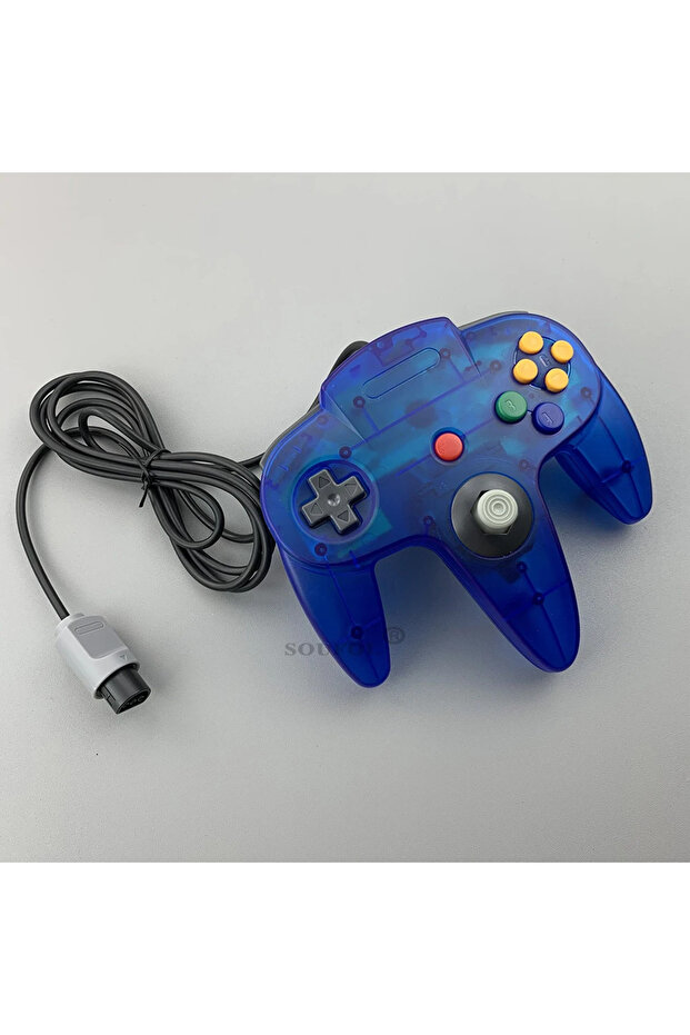 لوحة ألعاب سلكية شفافة زرقاء اللون لجهاز تحكم NS 64 Host N64 Gamepad Joystick لجهاز Nintendo 64 الكلاسيكي