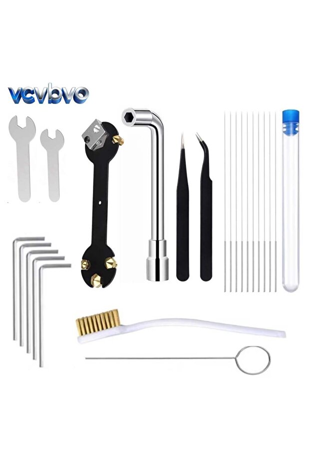 Tool Kits 3D Printer Nozzle Cleaner Tool, Cleaning Needles Copper Brush Wrench, Universal for Bambu