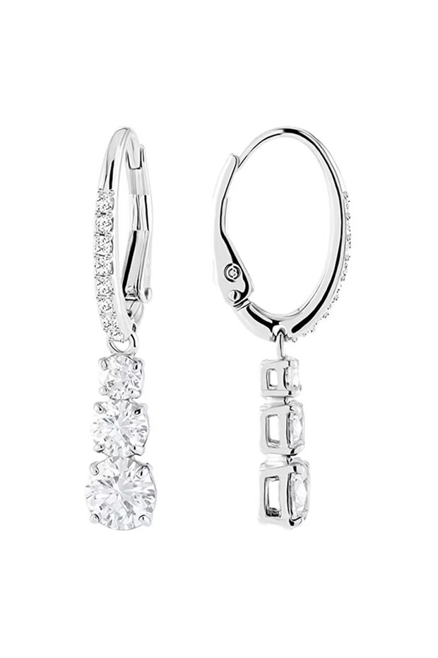 E4004 Huitan Bling Bling Cubic Zirconia Drop Earring for Women Silver Color Elegant Engagement Forev