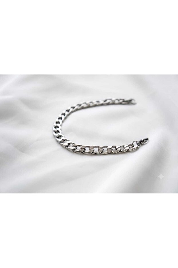 Chain 7mm Thick Silver Color Model Unisex (Women/Men) Steel Bracelet/ 19cm