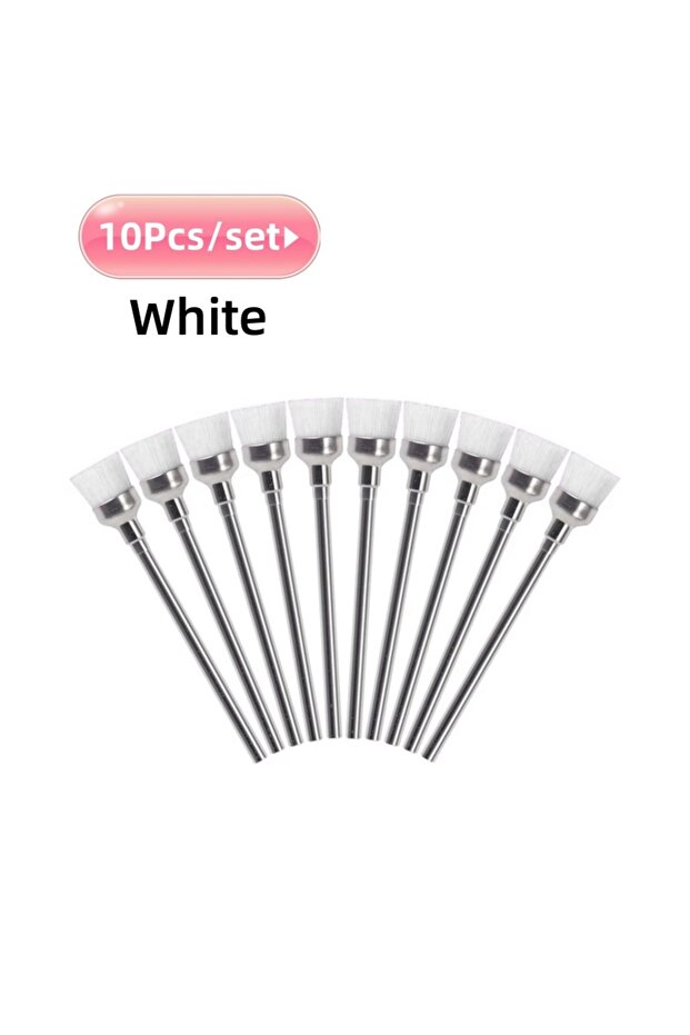 White-10pcs 10Pcs/bag Nail Art Nylon Cleaning Brush 2.35mm Grinding Head Dust Cleaning Nail Tool Sta