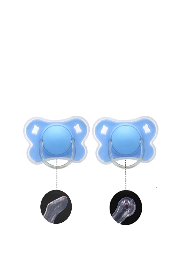2pcs-Blue 4-Color Silicone Baby Pacifier with Thumb & Round Nipple,Daily Use Flower Design Soother P