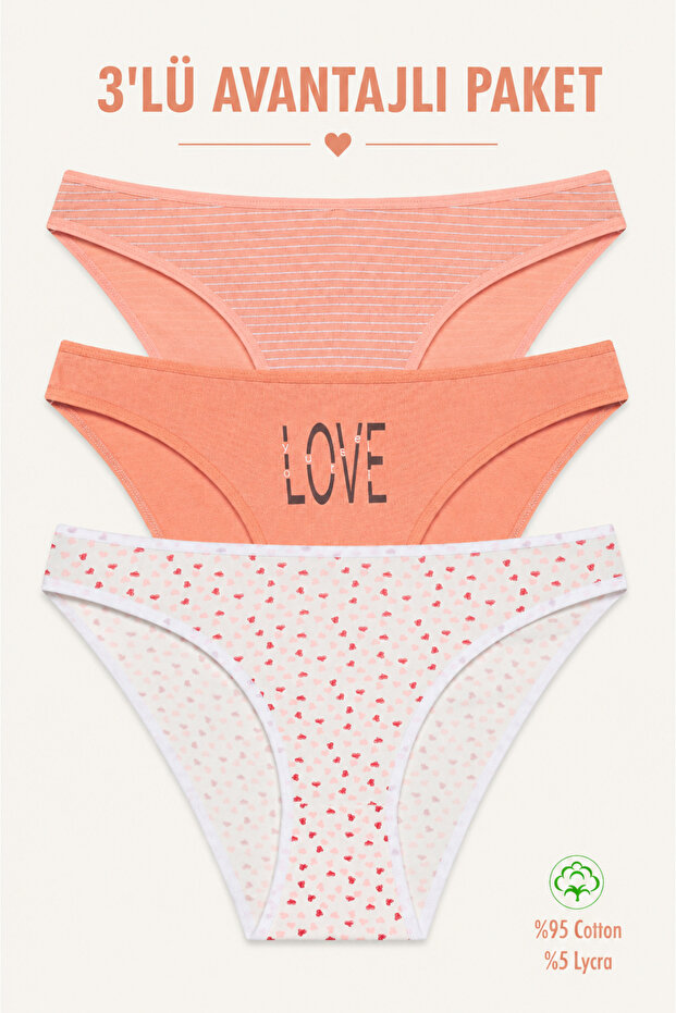 Women's Basic Cotton Bikini Panties 3 Pack 4116