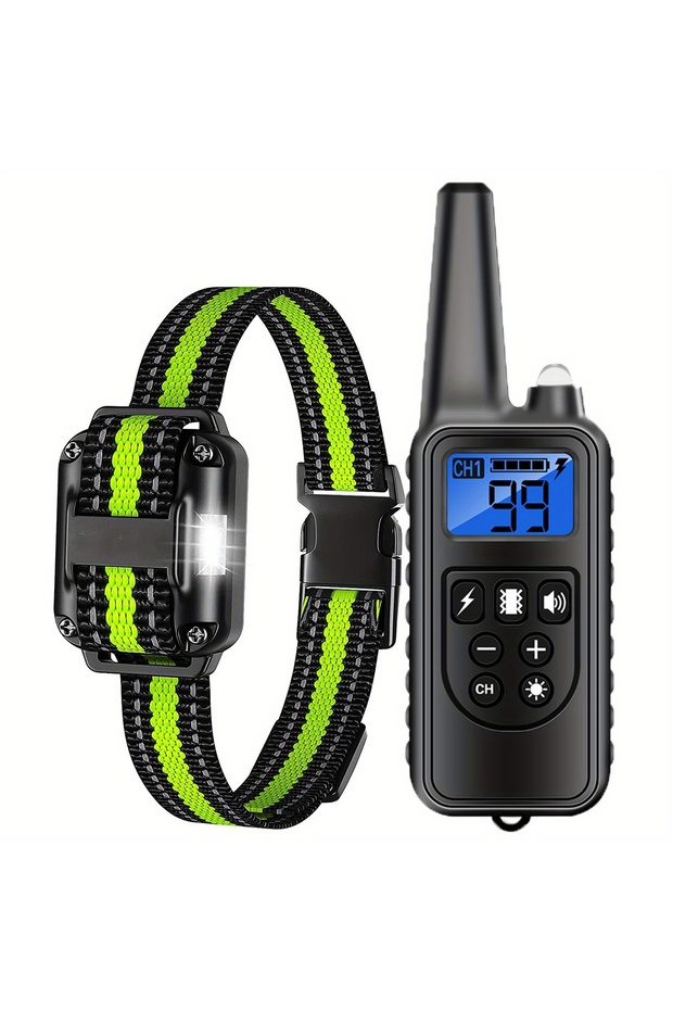 GREEN Dog Shock Collar with Remote, Dog Training Electric Collar, Waterproof Rechargeable,Dog Shock