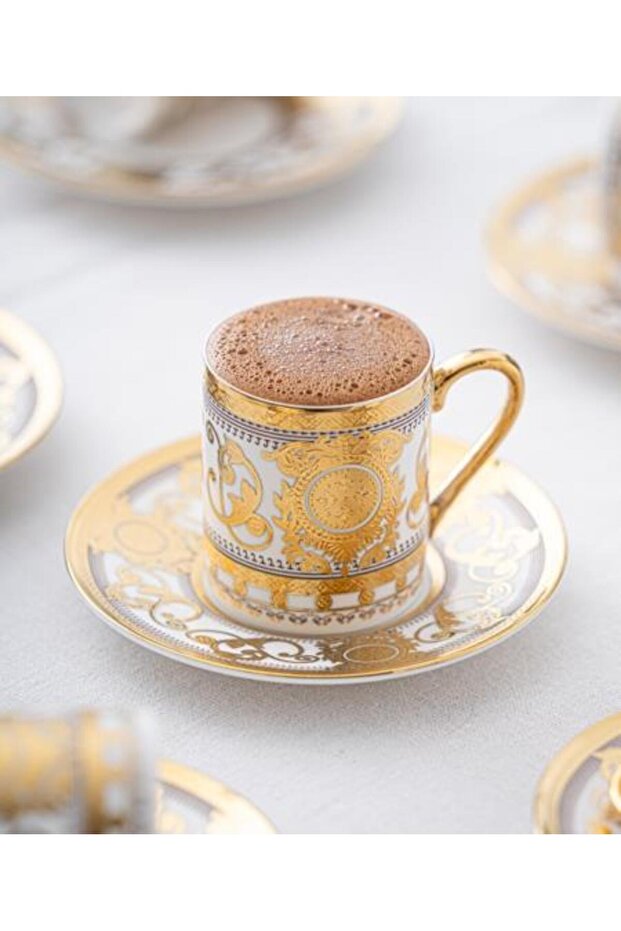 6-Piece Porcelain Vienna Coffee Cup Set Gold