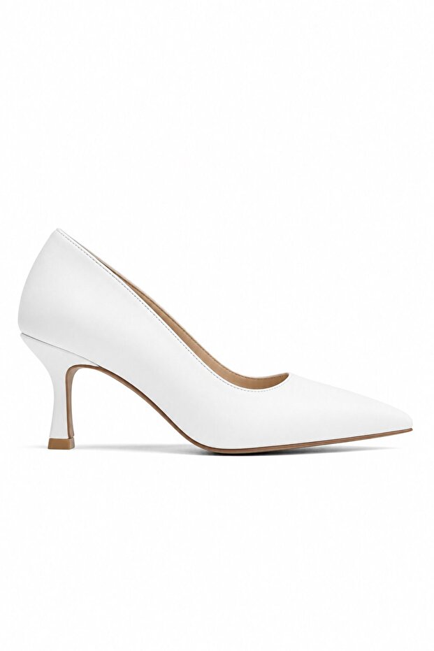 Monat Thin Heeled Leather Stiletto White