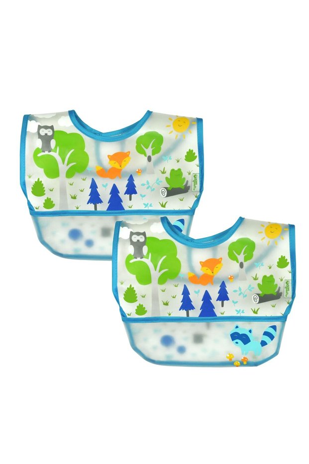 2 Pieces, Blue 9-18 Months Waterproof Eva Fabric Velcro Baby Bib