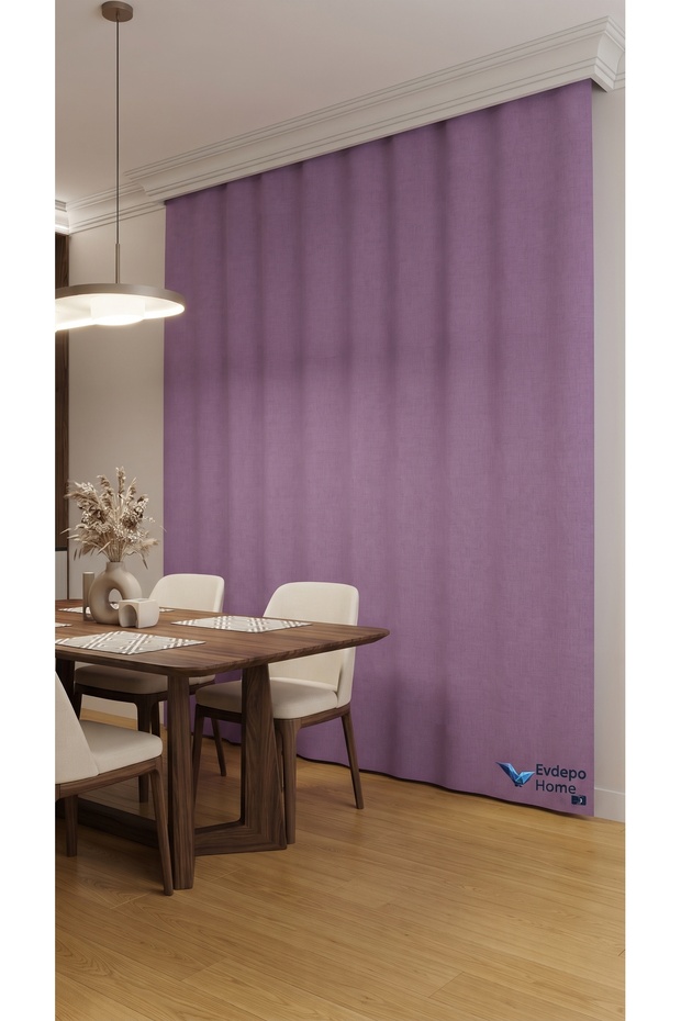 Crown Lilac Solid Color Background Curtain, Pleat-Free Flat Planting, Extra-Fore Drawstring, Single Wing
