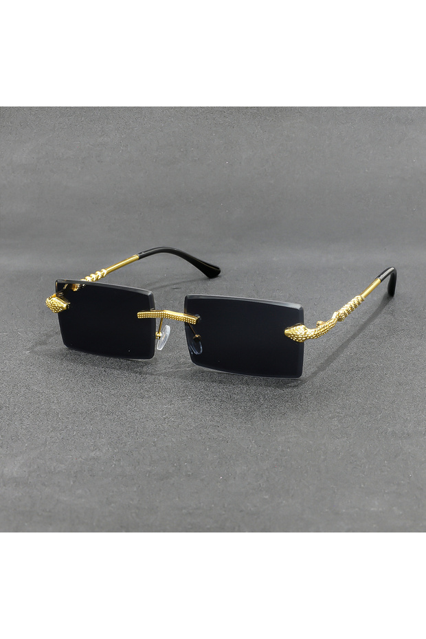A Rimless Rectangle Sunglasses Men Metal Gradient Gray Lens Big Frameless Sun Glasses Women UV400