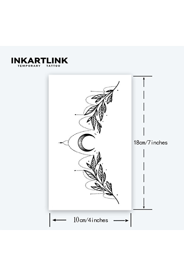 ملصق وشم IN-E244 INKARTLINK بتصميم هلال وورقة شجر، يدوم من 1-2 أسابيع، تصميم بسيط ومتوازن
