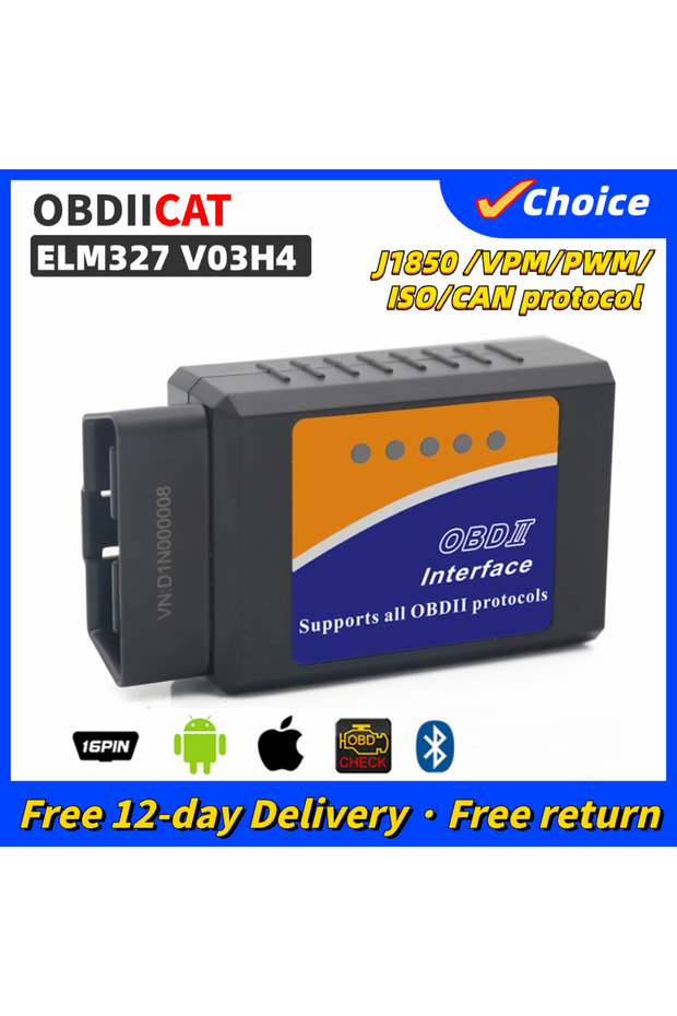 V03H4 V03H4 ELM327 Bluetooth OBD2 On Android IOS OBD II Code Reader Diagnostic Adapter