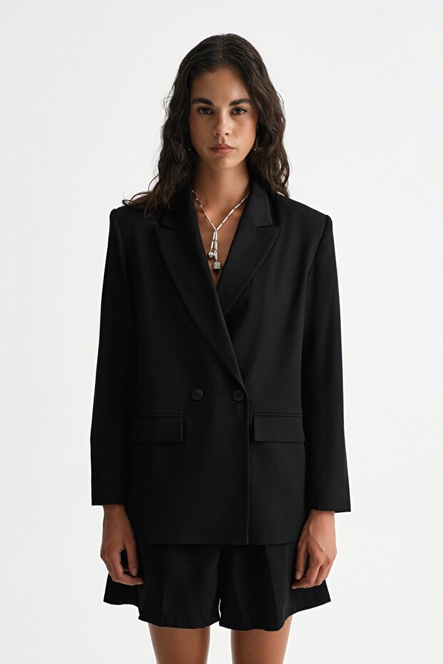 Premium Kybele Oversize Double-Breasted Woven Jacket