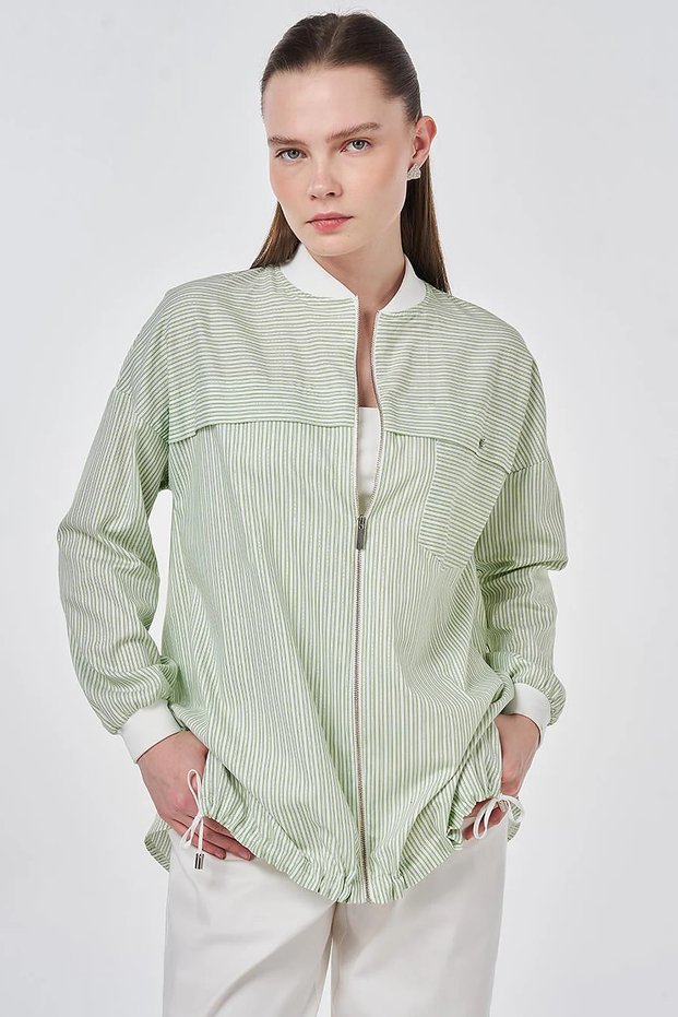 Aller Detailed College Collar Tunic Matcha Green