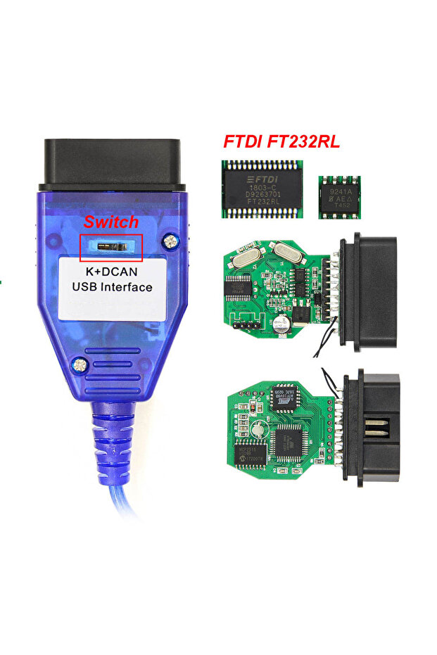 Older Blue Switch K DCAN K+CAN FTDI Chip OBD2 Auto Car Diagnostic Tools OBD 2 Scanner Switch USB Int