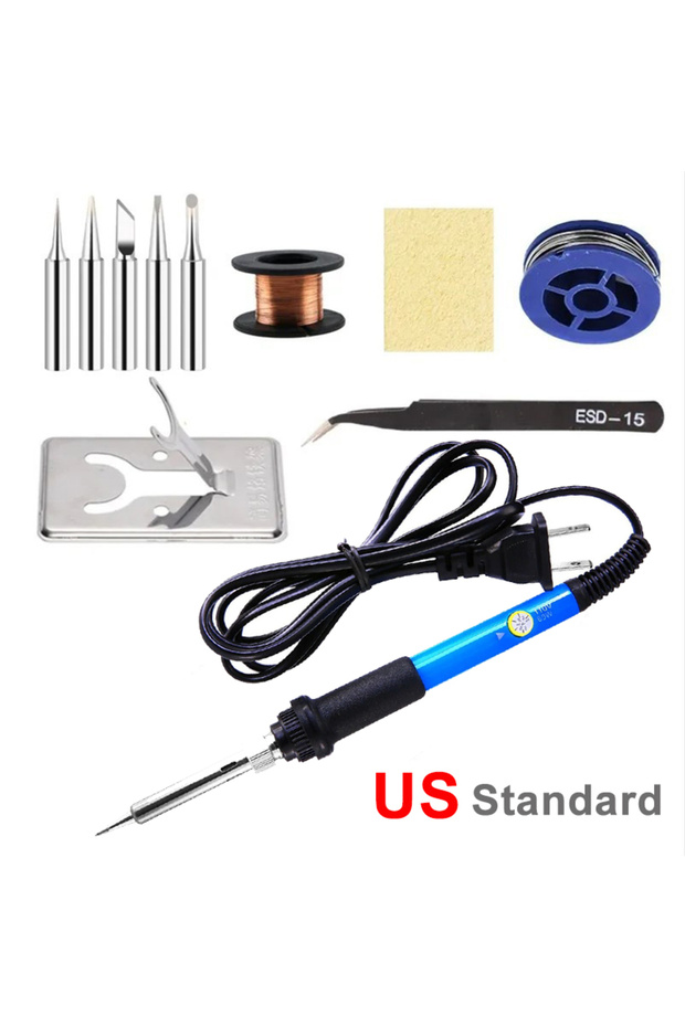 7 in 1 blue US Multi-Kit Option Adjustable Temperature Electric Soldering Iron 60W Electric Solderin