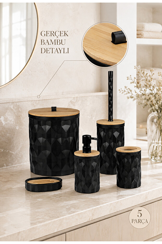 Black Diamond Real Bamboo Bathroom Set