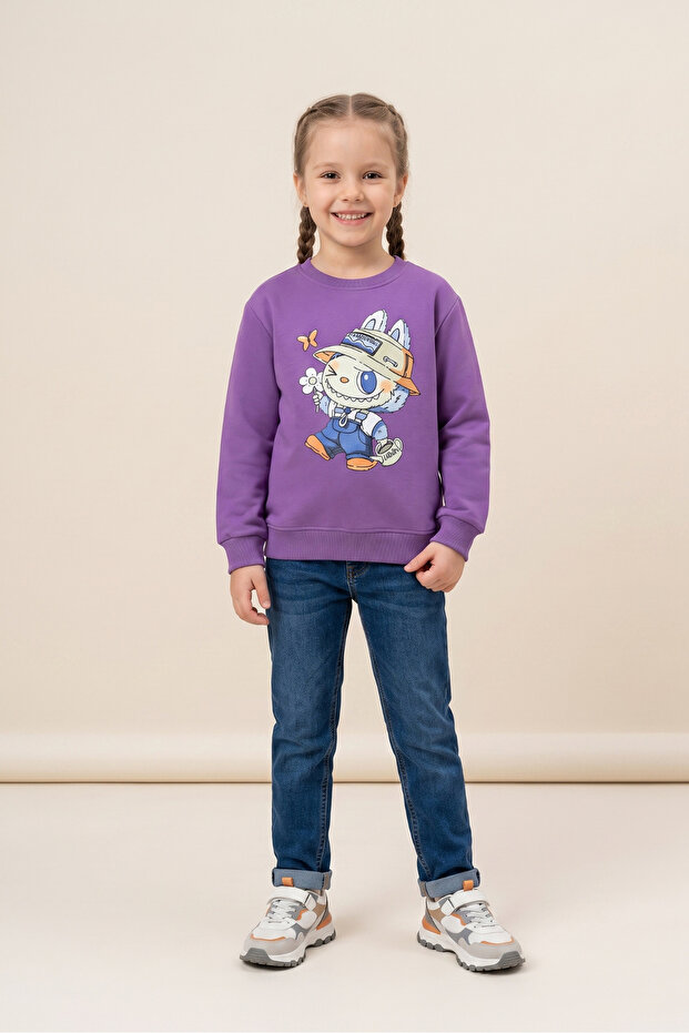 Girl's Blouse Labubu Printed Lycra Combed Cotton 100% Cotton