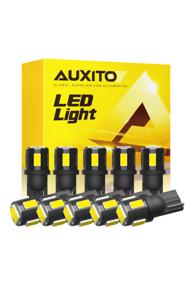 6000K White T10 AUXITO 10Pcs T10 LED W5W 194 168 LED Car Side Interior Lights 12V Super Bright Bulb