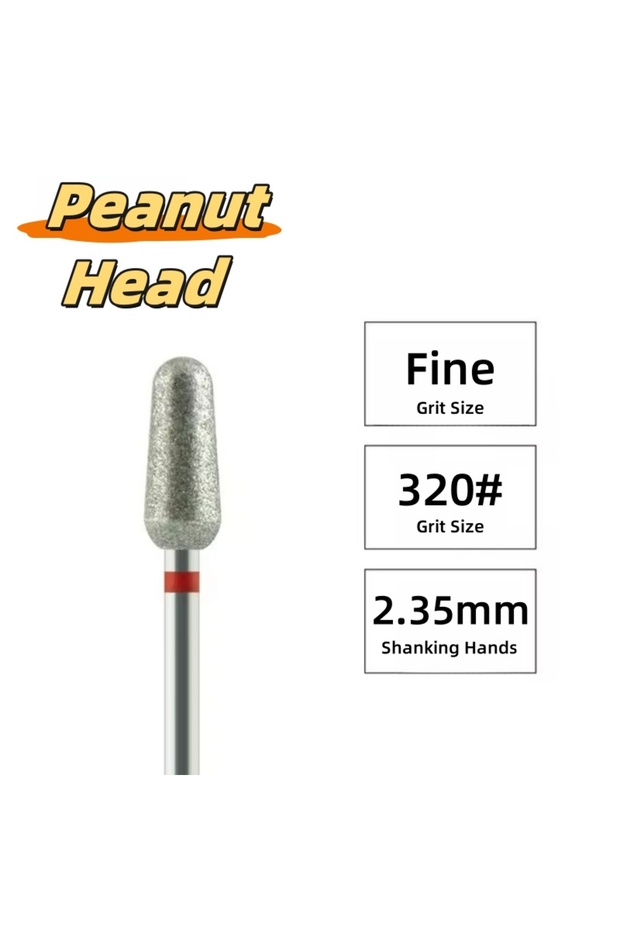 F 1Pcs Peanut Head Diamond Nail Drill Bit 5*12mm Nail Cleaner Russian Manicure Nail Bit for Cuticle.