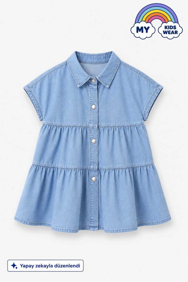Mia Buttoned Denim Girls' Dress 12833