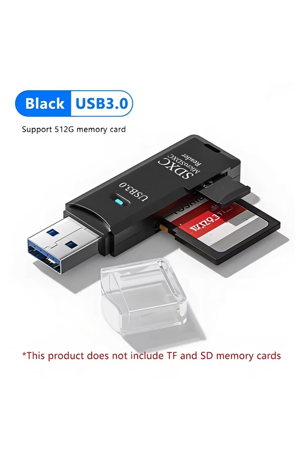 black3.0 1Pcs 2 in 1 USB 3.0 Card Reader Micro TF SD Card Reader USB Adapter High Speed Card Reader