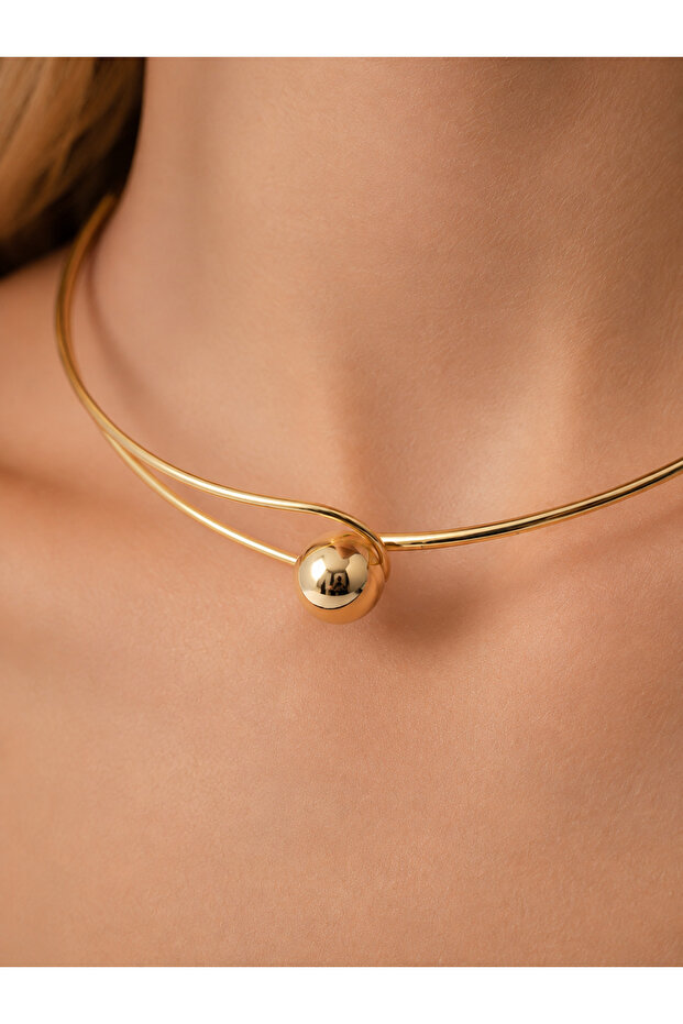 Women's Gold Design Ball Detail Choker