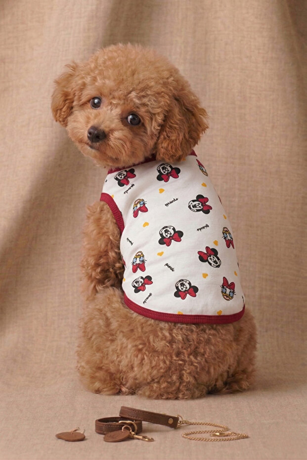 White Mickey Mouse Patterned Cotton Cat Dog T-Shirt