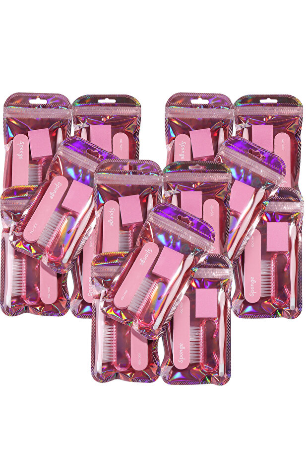 FS-4 15pcs 4-Piece Nail Care Set, Disposable Nail Cleaning Tool Set, Cuticle Pusher, Nail File, Nail