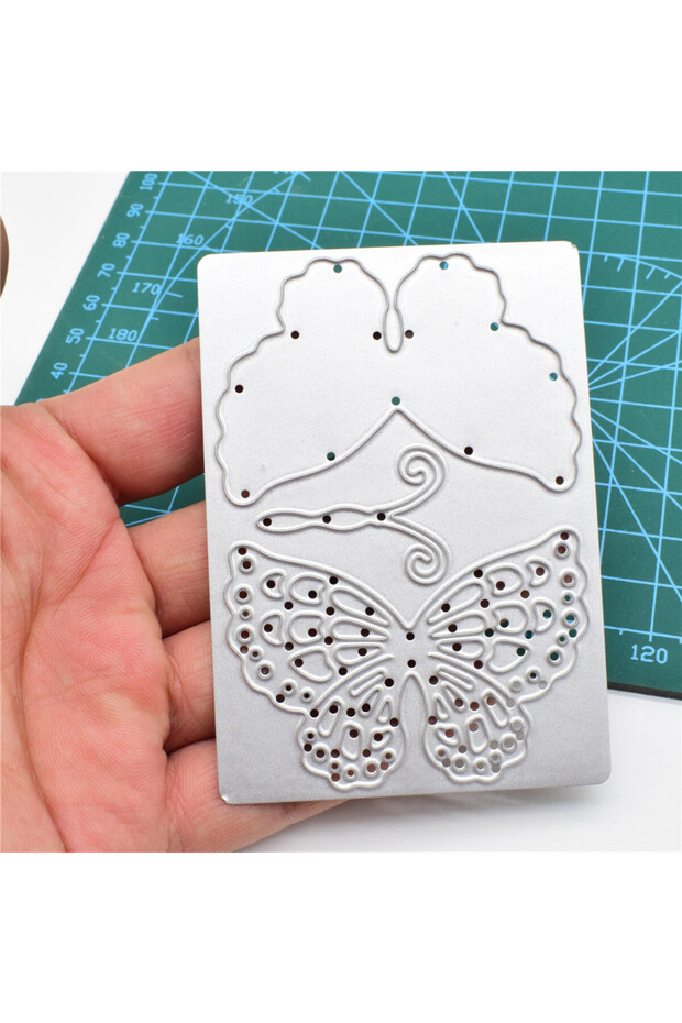 Silver Double Layer Butterfly Metal Cutting Dies Animal Stencil for Gift Card Making Dies Scrapbooki