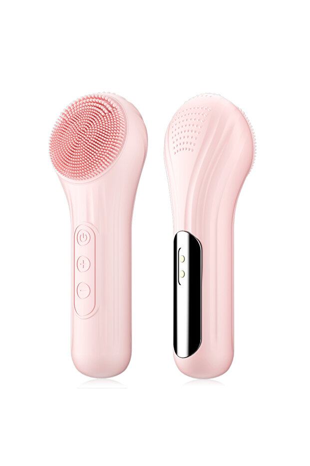 Pink Sonic Waterproof Facial Cleansing Brush Rechargeable Scrubber Exfoliating Vibrating Deep Clean