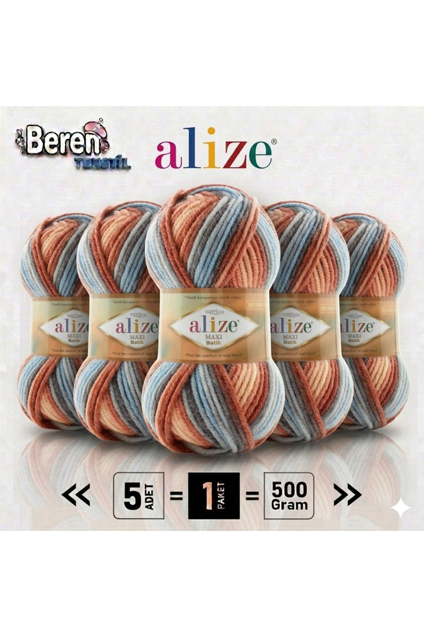 Süperlana Maxi Batik - 7922 - 5-Pack - 100Gr/100M - Hand Knitting Yarn - Scarf Vest Sweater Yarn