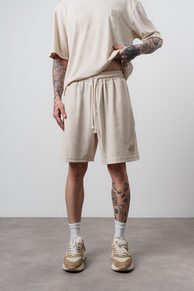 Men's Route 07 Arma Detailed Shorts Beige