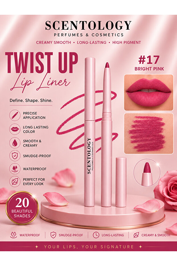SCENTOLOGY Twist Up Lip Liner – Bright Pink #17