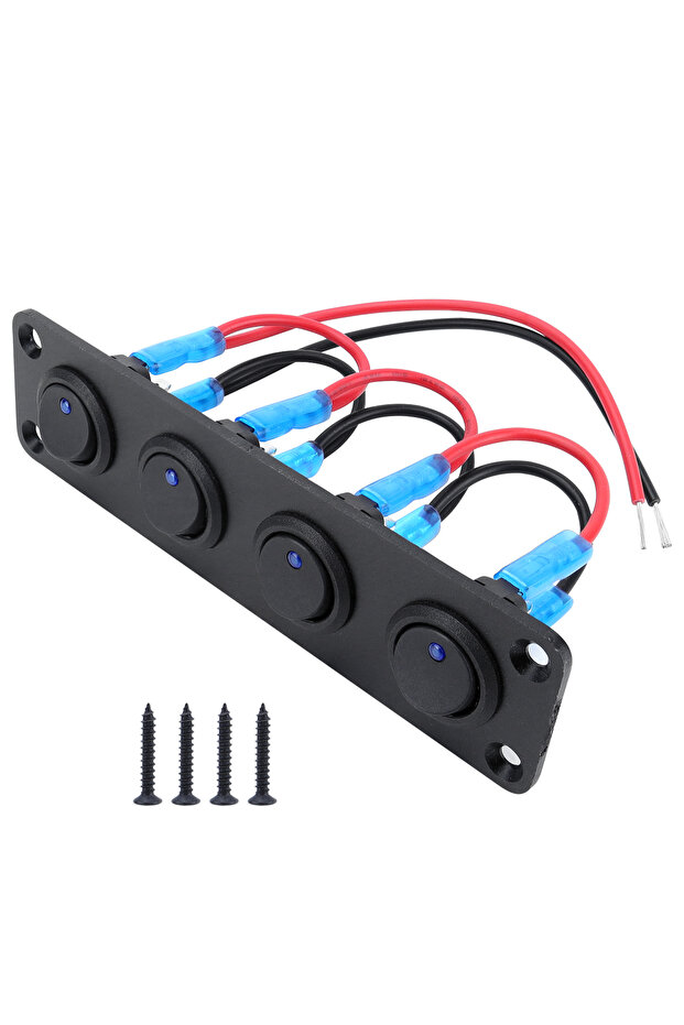 لوحة مفاتيح دائرية زرقاء CP-5260-04 بقوة 20 أمبير مع مفتاح تحكم ثلاثي الأطراف من الألومنيوم مقاوم للماء بجهد 12 فولت، مناسبة لـ