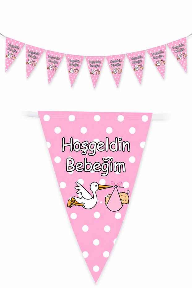 1 Piece Welcome Baby Horizontal Lettering Pennant Flag Pink Girl Child Decoration Supplies Birth Room