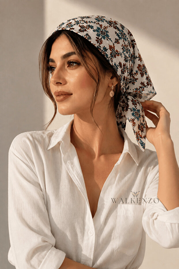 وشاح باندانا متعدد الاستخدامات من القطن بنسبة 100% بنقشة زهور لارا