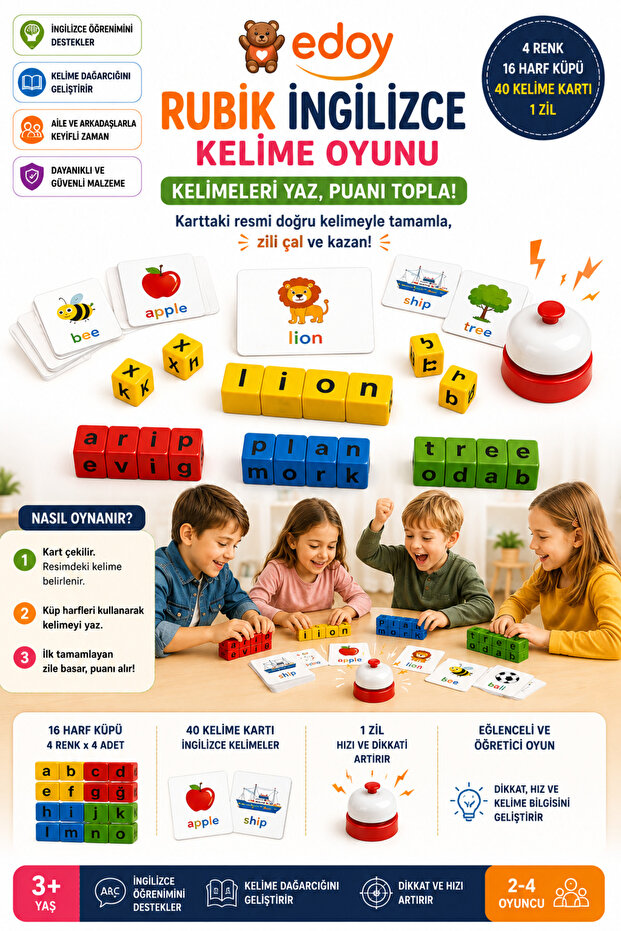 Rubik English Puzzle Intelligence and Visual Memory Developer Toy 40 Cards 16 Cubes 1 Ring