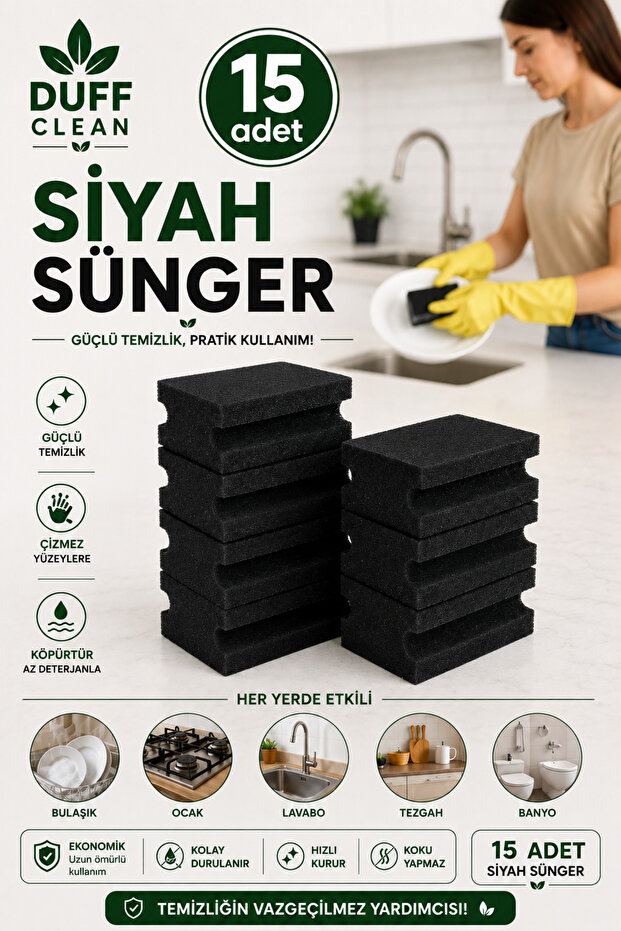 Black Dish Sponge 15 Pieces