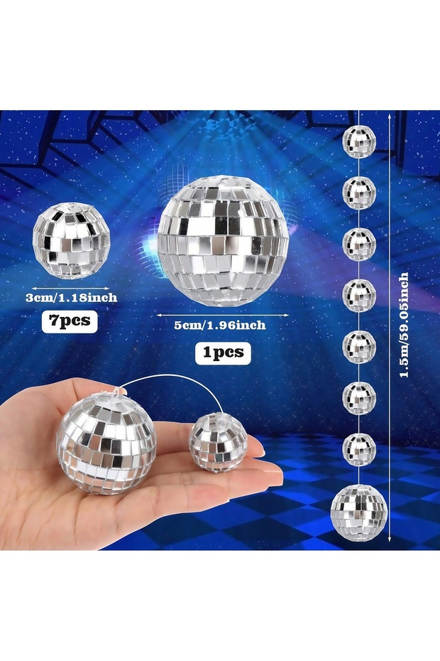 5pcs ball string 1/5set Hanging Disco Ball String,Reflective Mini Mirror Disco Ball Decorations for