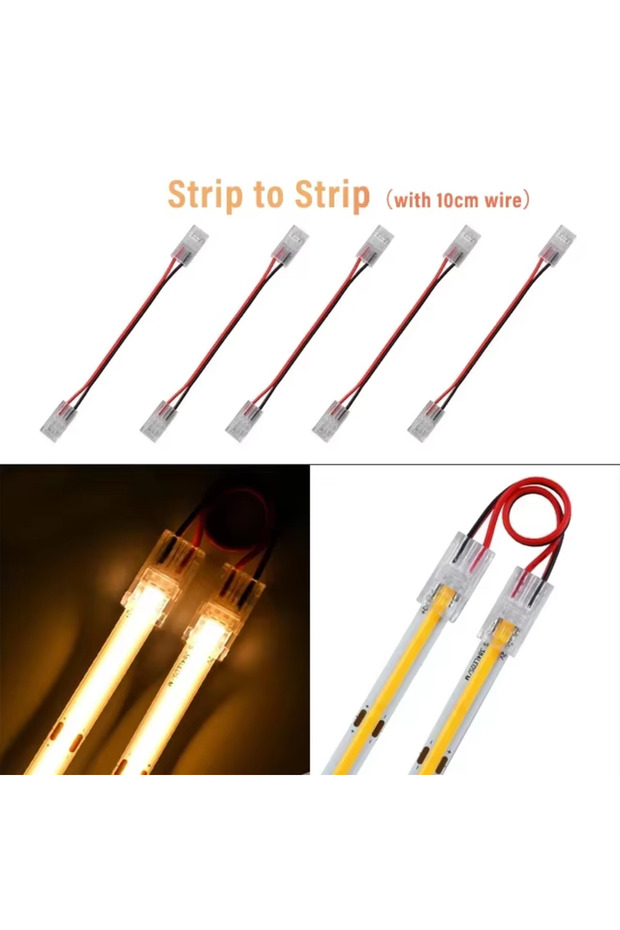 10PCS 8mm 2pin IP20 IP65 Strip-to-Strip COB Connector 8mm 5-24v 2pin LED Strip Terminal Extension Wi